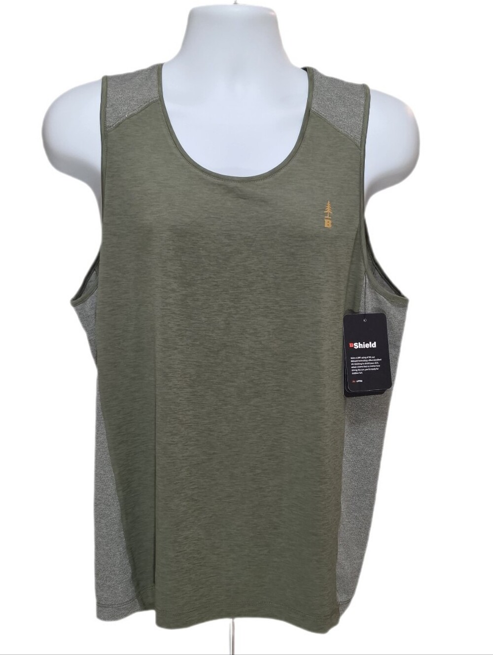 BASS OUTDOOR Men's Cliff Core Base Layer Athletic Tank Top UPF50 Deep Lime M